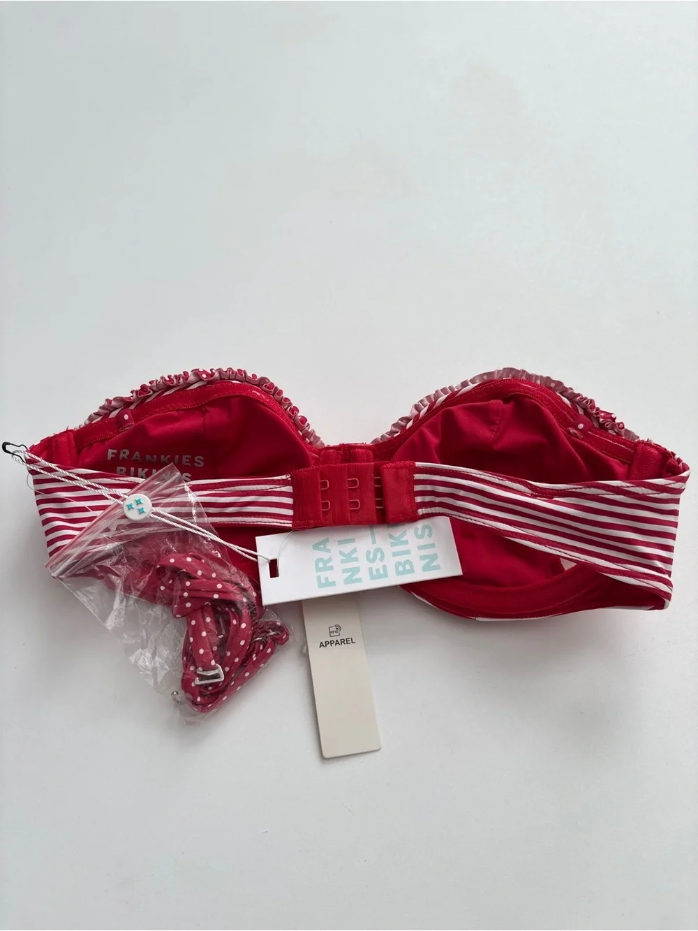 Frankies Bikinis Swim Bikini Top NWT Scarlet Stripe Strapless Sweetwater XS